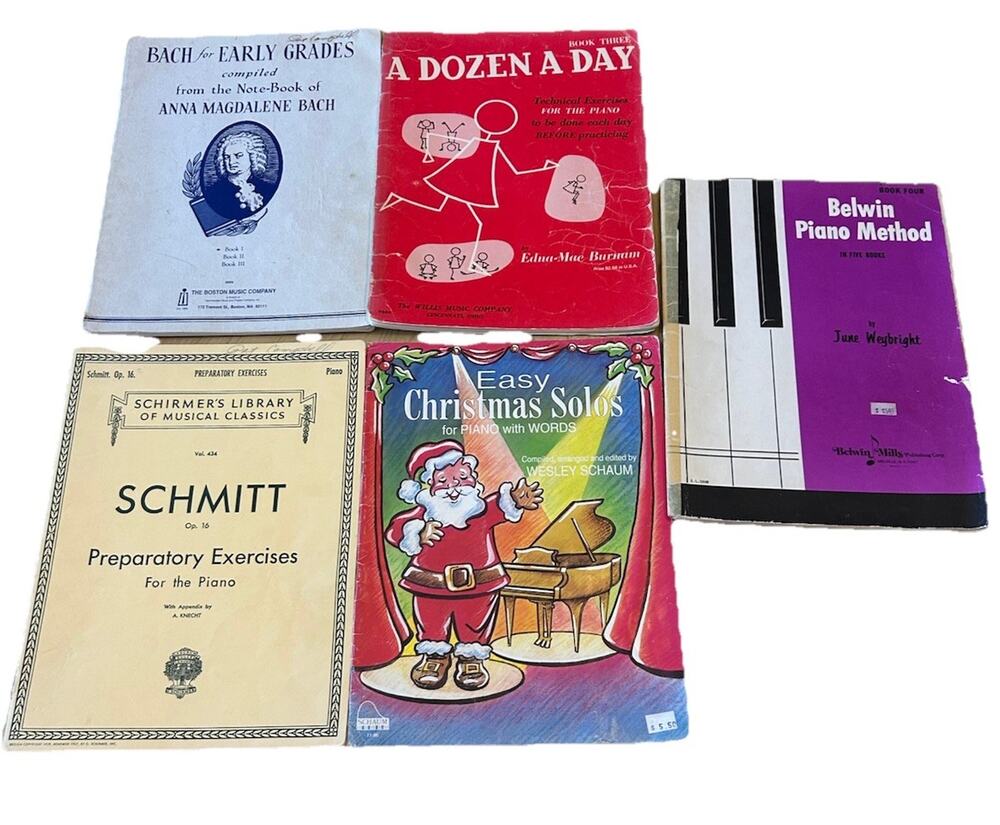 5* VTG Piano Sheet Music Beginners Kids BACH Schaum Schmitt Xmas Learn Prep Play